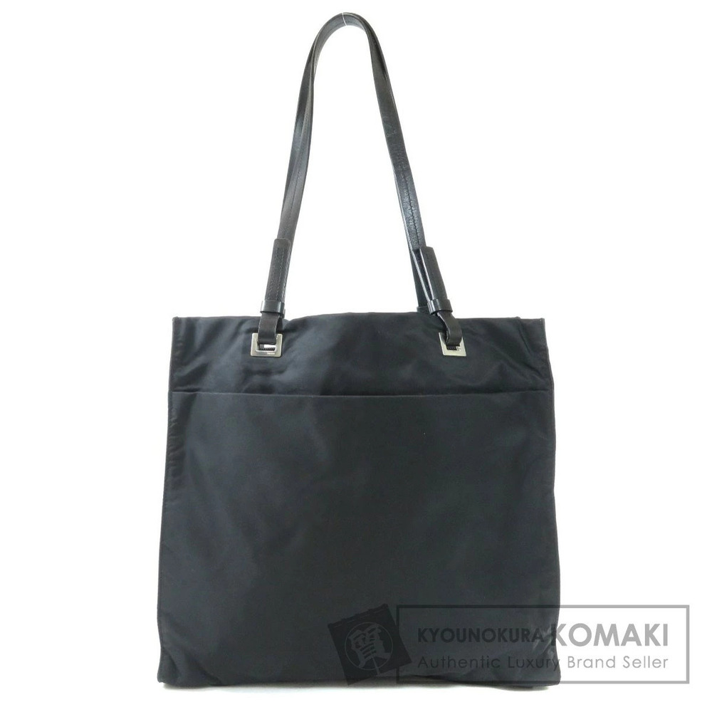 Prada Triangle Logo Plate tote bag black